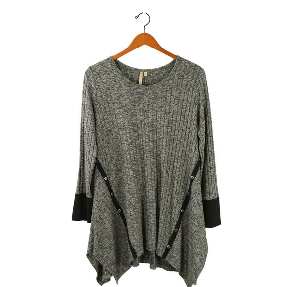 Comfy USA Randi Asymmetrical Hem Heather Gray Tunic Top M - Picture 1 of 4